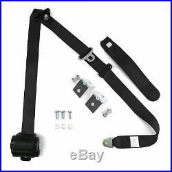 3Pt Black Retractable Seat Belt With Mount Brackets Standard Buckle v8 seatbelt