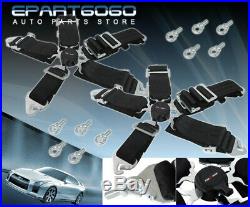 3 Nylon Pair 5Point Camlock Harness Black Racing Seat Belts For Eclipse