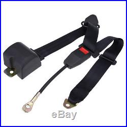3 Point Retractable Car Seat Lap Belt Buckle Extender Strap Safety Buckle Black