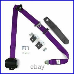 3 Point Retractable Purple Seat Belt With Mounting Brackets Standard Buckle