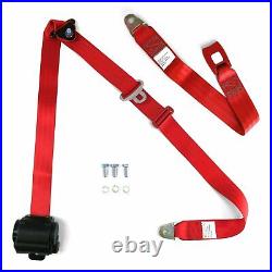 3pt Bench Seat Belt Conversion/Replacement Red Retractable Standard Buckle Ea