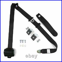 3pt Black Retractable Seat Belt With Mount Brackets Standard Buckle v8 hot rod