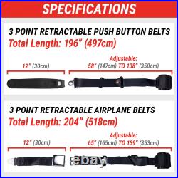 3pt Burgundy Retractable Seat Belt with Mounting Brackets Standard Buckle rat