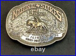 3rd place National Stakes hunter under saddle 10K GF Sterling rodeo belt buckle