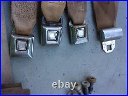 73-79 FORD TRUCK SEAT BELTS COMPLETE OEM BRONZE GOLD SET With RETRACTORS BUCKLES