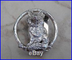 Beautiful Designer Sterling Silver Seating Fox Belt Buckle With Artist Signature