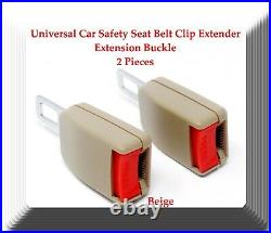 Beige 2 Pieces Universal Car Safety Seat Belt Clip Extender Extension Buckle