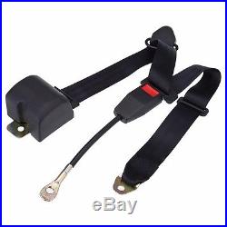 Black 3 Point Retractable Auto Car Safety Seat Belt Buckle Universal Adjustable
