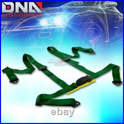 Black 49stainless Steel Chassis Harness Rod+green 4-pt Strap Buckle Seat Belt