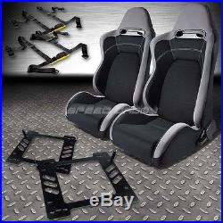Black/grey Cloth Jdm Racing Seat+4 Pt Buckle Black Belt+bracket For Wrangler Jk