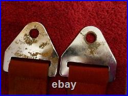 C2 1964-65 Corvette Used Orig Chrome Lift Buckle Red Seat Belts Pair 772cor-h