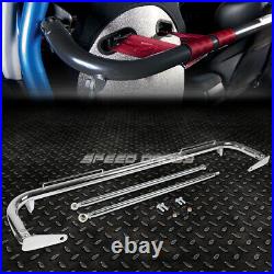 Chrome 49stainless Steel Chassis Harness Bar+red 4-pt Strap Buckle Seat Belt