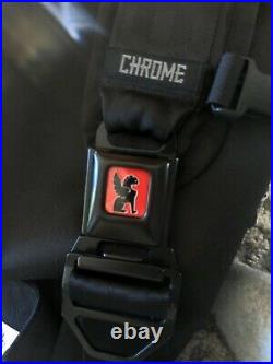 Chrome Citizen Messenger Satchel Bag with Iconic Seat Belt Buckle Black/White