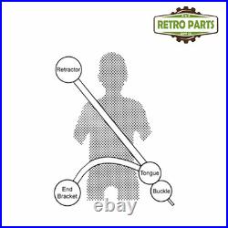 Classic Car Inertia Seat Belt Rear 3 Fixing Points 32cm Buckle Black R254P