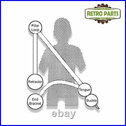 Classic Car Inertia Seat Belt Rear 4 Fixing Points 32cm Buckle Black R264P