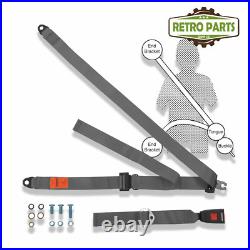 Classic Car Static Seat Belt Front Rear 3 Fixing Points 47cm Buckle Grey R2P