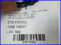 Ferrari 458, RH, Right Tan Seat belt Buckle, Used P/N 80515900