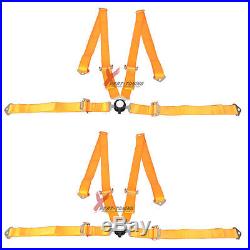 Fit Orange Nylon 4 Point Camlock Harness Racing Seat Belt 2 Inch Safty Buckle