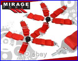 For 3 Track Drift 5 Point Safety Camlock Seat Belts Red With Quick Snap Latch