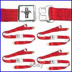 Ford Mustang GT Red Lap Seat Belt Buckle fits Coupe Fastback Set of Four