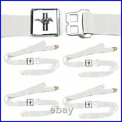 Ford Mustang GT White Lap Seat Belt Buckle fits Coupe Fastback Set of Four