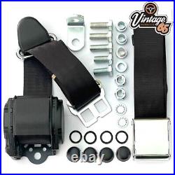 Front Seat Belt Kit Black Fully Automatic Chrome Buckle Fittings For Ford Escort