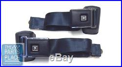 GM Front Seat Belt Set With Retractors Navy Texture Buckle Black Emb 103FBLK
