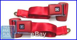 GM Front Seat Belt Set With Retractors Red Texture Buckle Black Emb 104FBLK