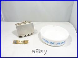 Lot Of Pan Am Vintage Items Including A Seat Belt Buckle, Ash Tray And Name Tag