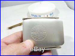 Lot Of Pan Am Vintage Items Including A Seat Belt Buckle, Ash Tray And Name Tag