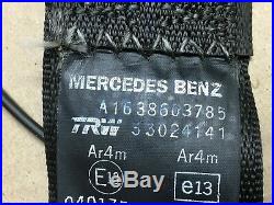 Mercedes W163 ML Rear Middle Seat Belt & Buckle Dark Grey A1638603785 Sn1706