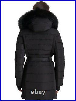 Michael Kors Seat Belt Buckle Black Puffer Coat Womens Large NWT