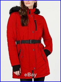 Michael Kors Womens Red Seat Belt Puffer Coat NWT Size Large LAST ONE