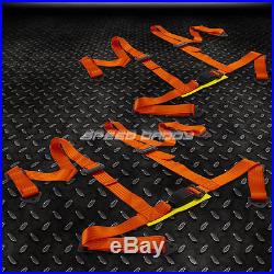 Pair Universal 4-pt 2 Strap Drift Racing Safety Seat Belt Buckle Harness Orange