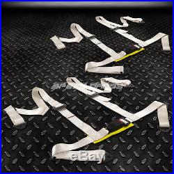 PAIR UNIVERSAL 4-PT 2 STRAP DRIFT RACING SAFETY SEAT BELT BUCKLE HARNESS WHITE