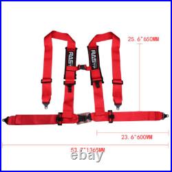 Pair Of Red 4 Point 3 Nylon Racing Harness Shoulder Pads Seat Belts Buckle
