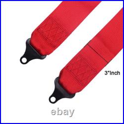 Pair Of Red 4 Point 3 Nylon Racing Harness Shoulder Pads Seat Belts Buckle
