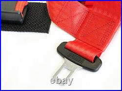 Pair Racing Bucket Car Seat Belt Harnesses 4 Point RED Centre Buckle 2 Straps