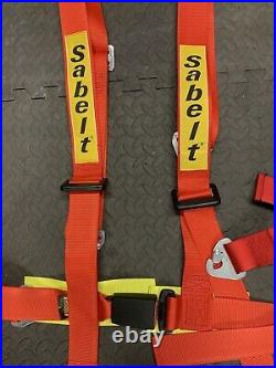 Pair Sabelt 4 Point Harnesses Red Seat Belt Buckle