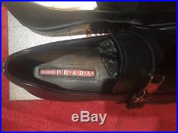 Prada Linea Rossa calfskin loafers with seat belt buckle New size UK7 US8$650