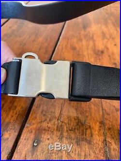 Prada Mens Soft Black Leather Silver Hardware Buckle Adjustable 90/36 Seat Belt