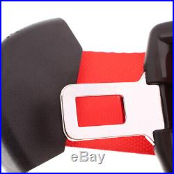 Red 3 Point Car Front Seat Belt Buckle Kit Automatic Retractable Safety Straps
