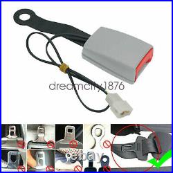 Universal Grey Car Front Seat Belt Buckle Socket Plug Connector & Warning Cable