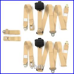 VW Type 1 1968 1983 Standard 3pt Tan Retractable Bench Seat Belt Kit 3 Belts