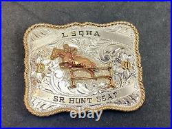 Vintage 1980 LSQHA Sr Hunt Seat trophy belt buckle by B-K Silversmiths