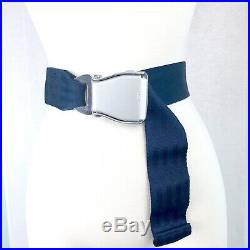 Vintage 90s Airplane Seat Belt blue silver belt buckle grunge steam punk gift