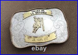 Vtg Valley Co Rodeo Star Idaho LIL Britches Girls First Place Trophy Belt Buckle